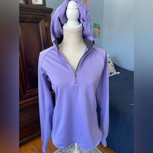 Nike Purple Dri Fit Hooded 1/4 Zip Track Jacket-Large